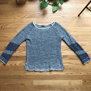 Splendid Crewneck Knit Sweater Blue White Marle XS